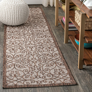 Madrid Vintage Filigree Textured Weave Indoor/outdoor Runner Rug